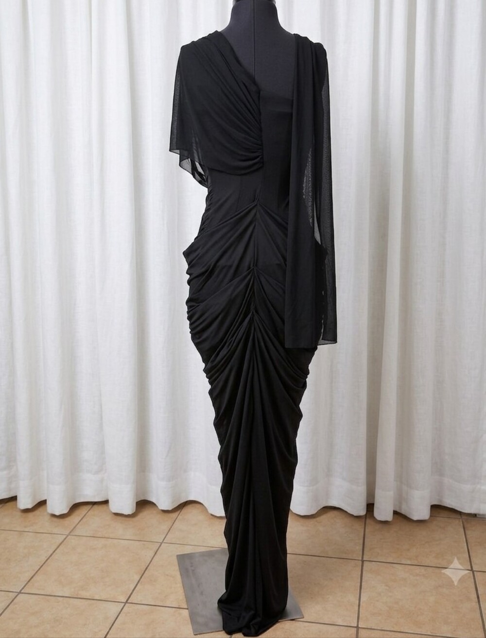 Meshki Black One-Shoulder Ruched Evening Gown - Picture 2 of 4